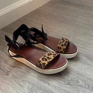 MIA Leopard Print Sandals with Black Straps